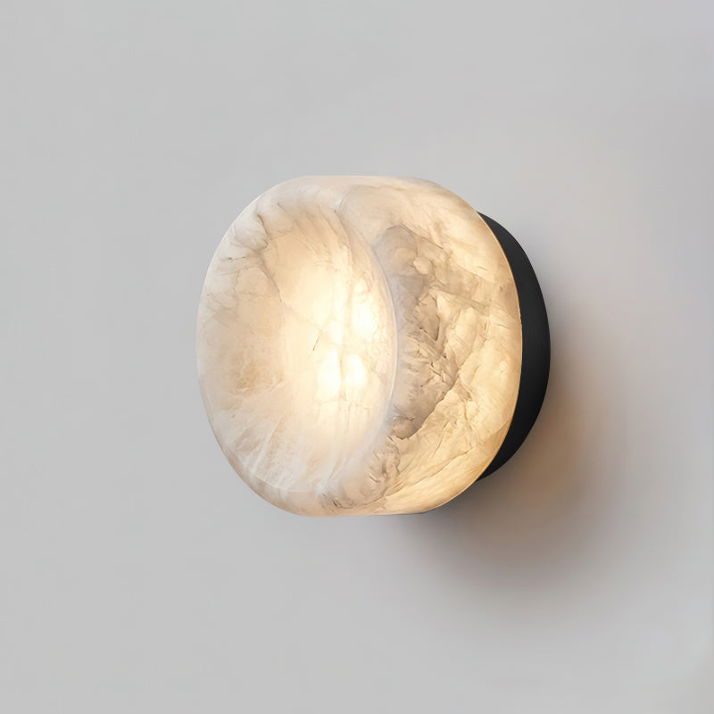 Product dimensions and size options for the alabaster wall sconce.