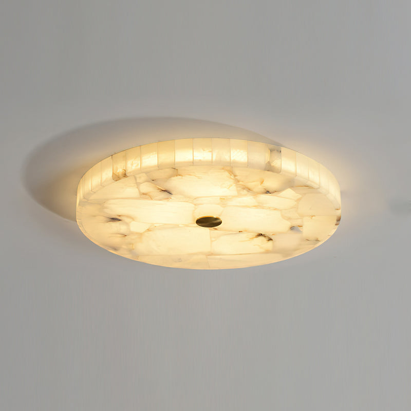 Unlit view of the Darrow Alabaster Ceiling Mount, highlighting the stone texture.