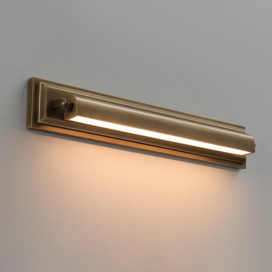 Close-up view of the Davenport Wall Sconce's stepped backplate and acrylic diffuser.