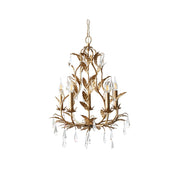Evie Crystal Chandelier with gold finish and clear crystals.