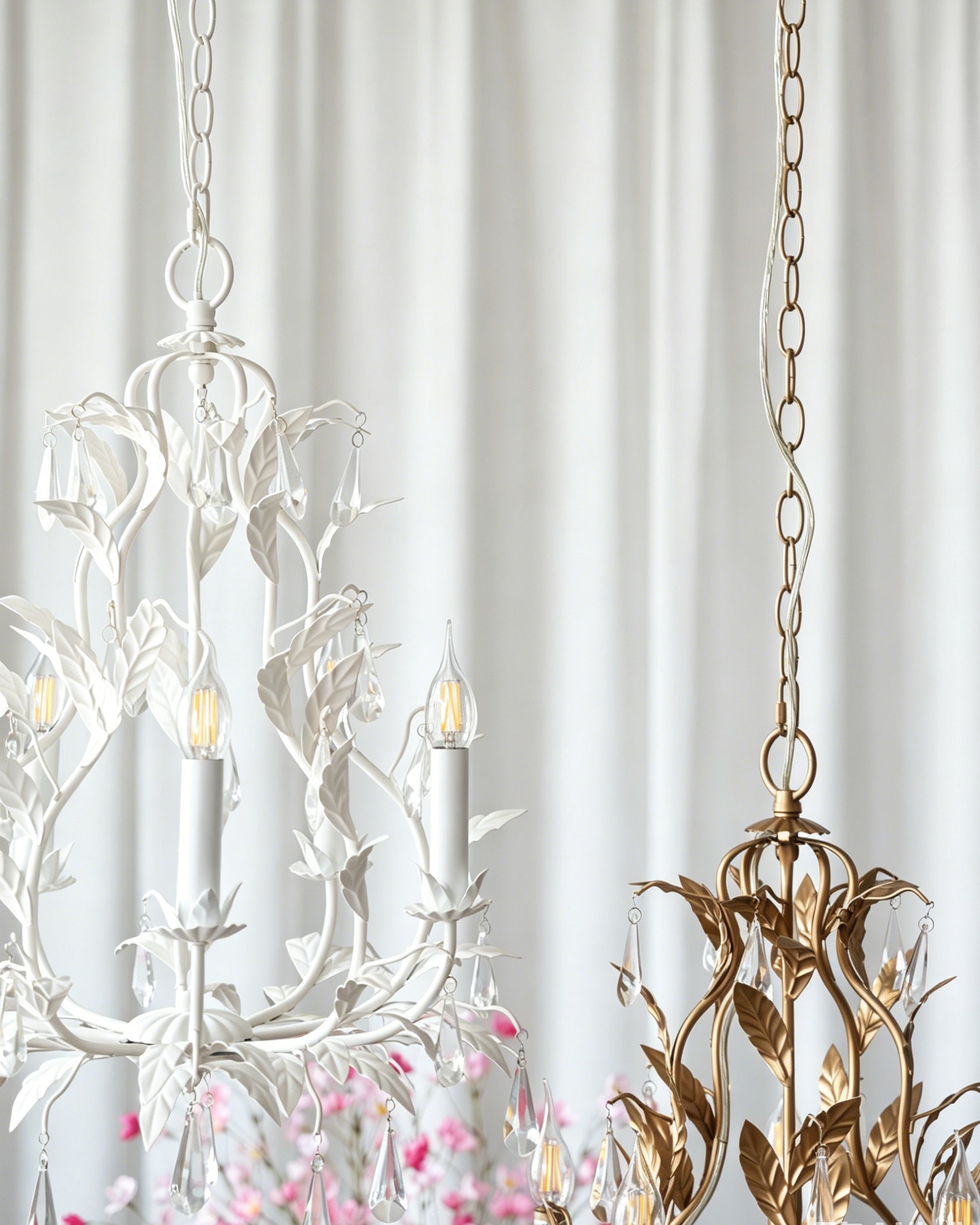 Close-up on the gold metallic tendrils and frame.