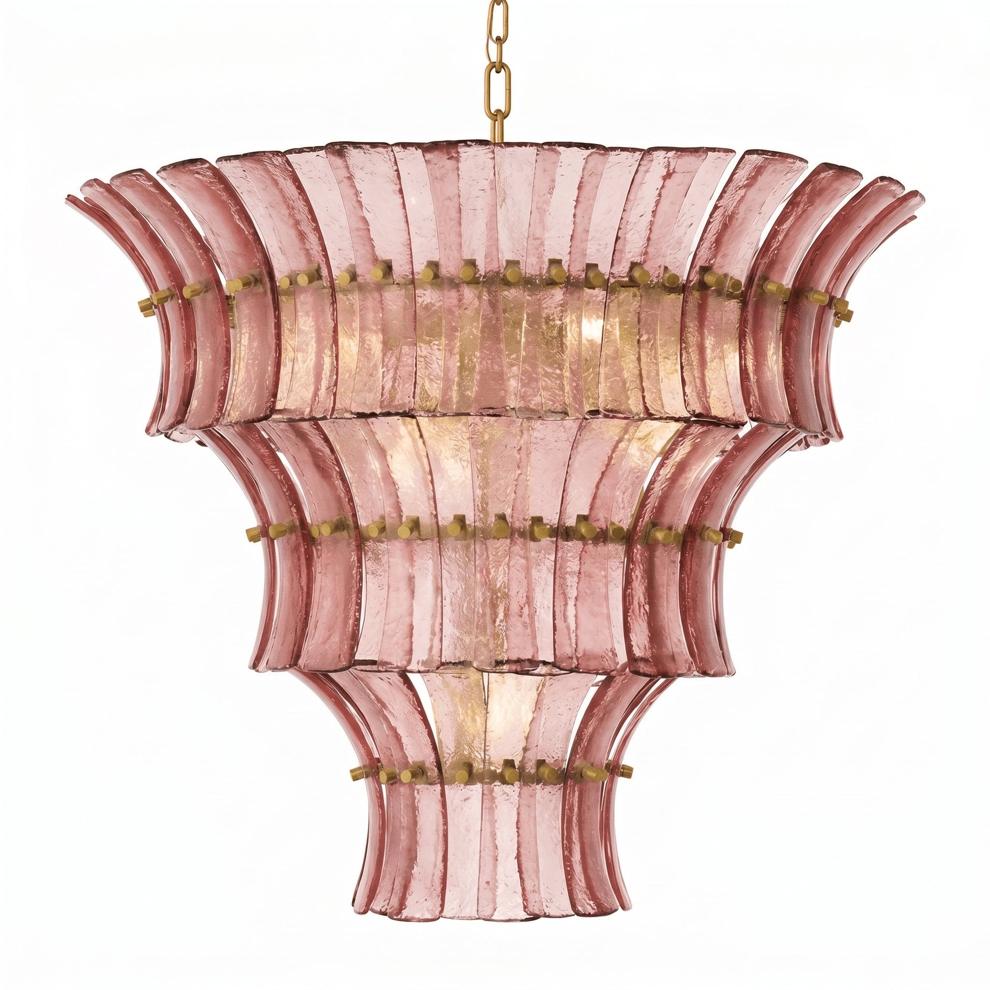 Close-up on an E14 bulb socket within a glass element of the chandelier.