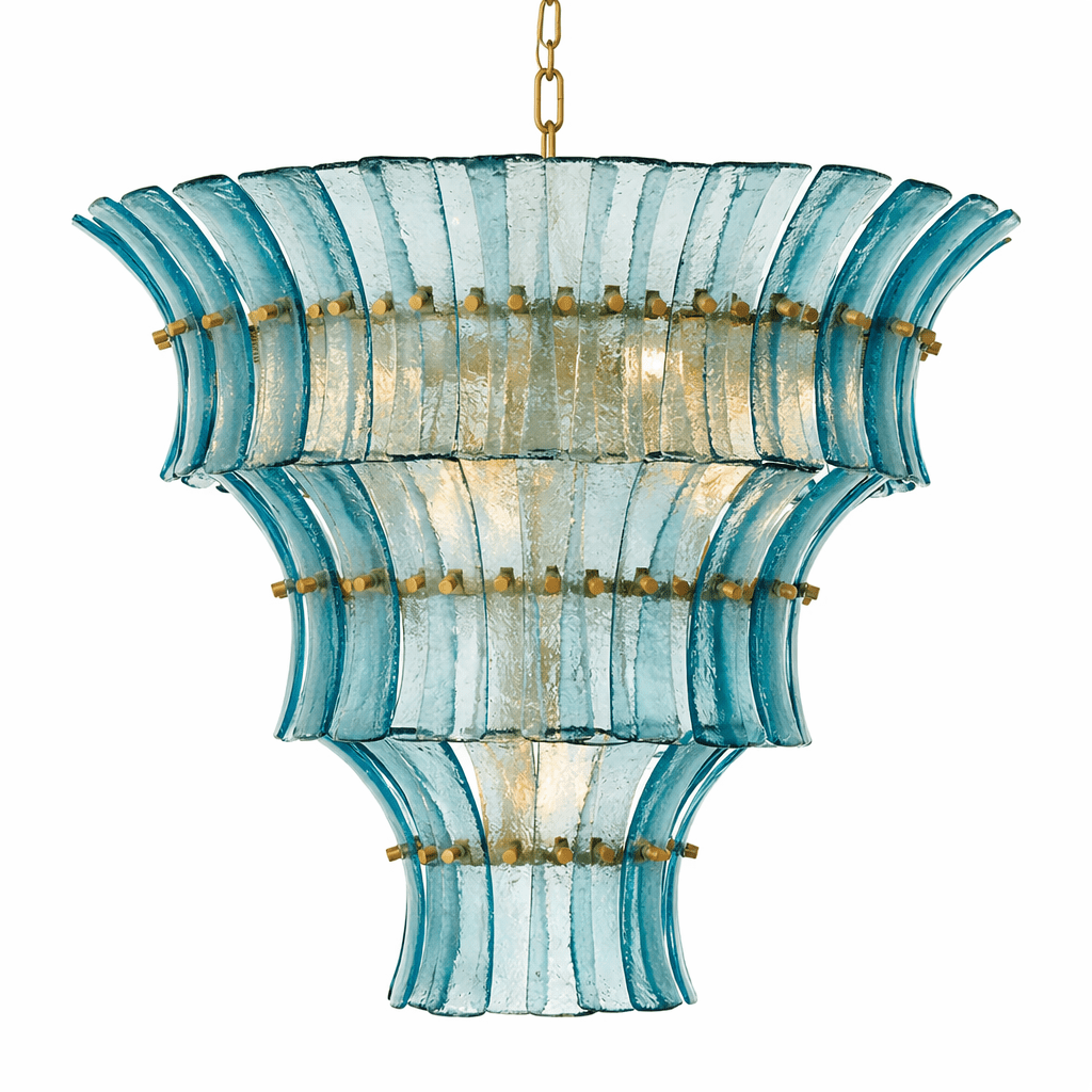 Full view of the Fontana chandelier, including its full suspension chain.