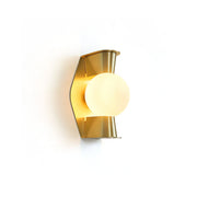 Gale Globe Wall Sconce in gold finish against a neutral wall.