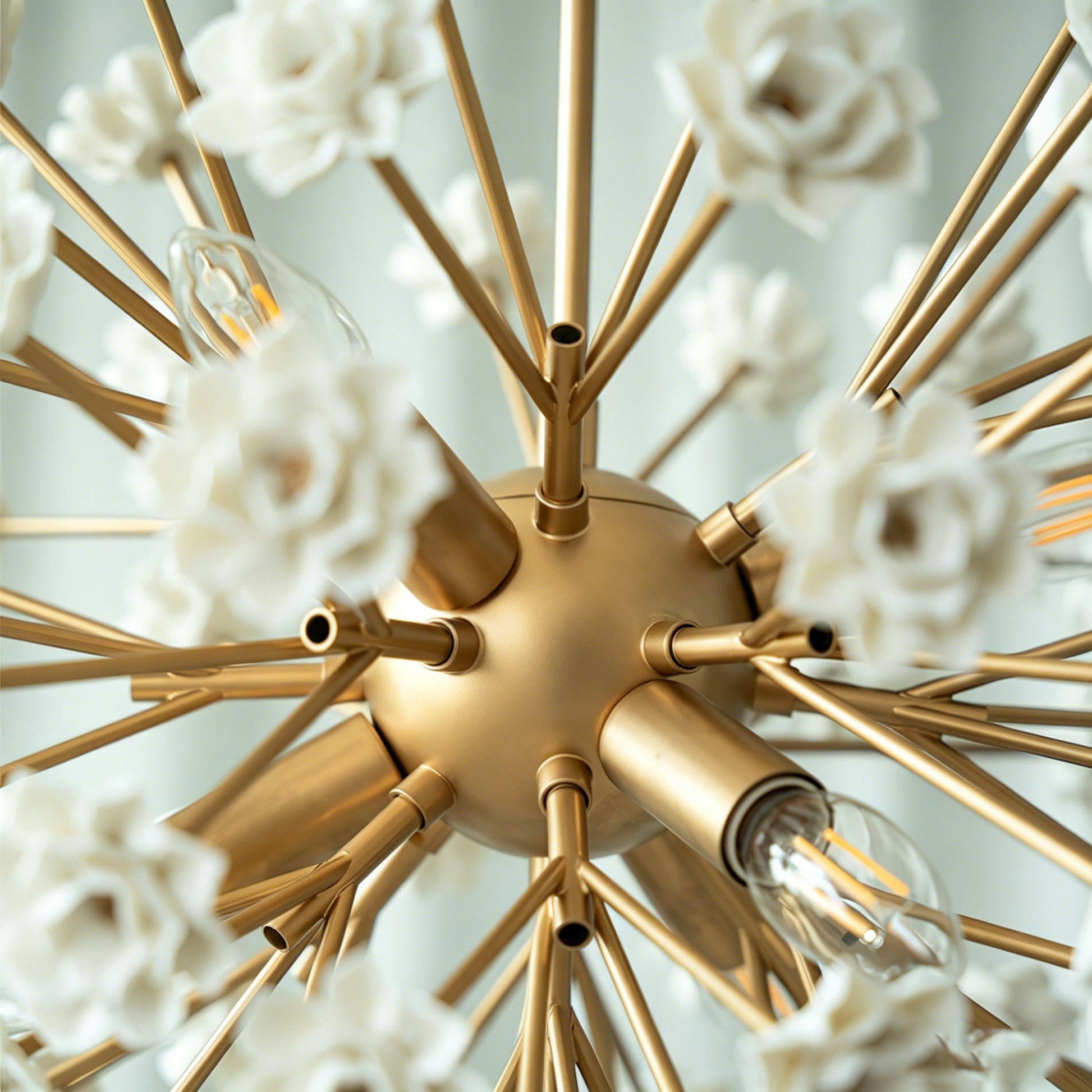 Side view of the Gillian Botanical Sputnik Chandelier against a plain background.
