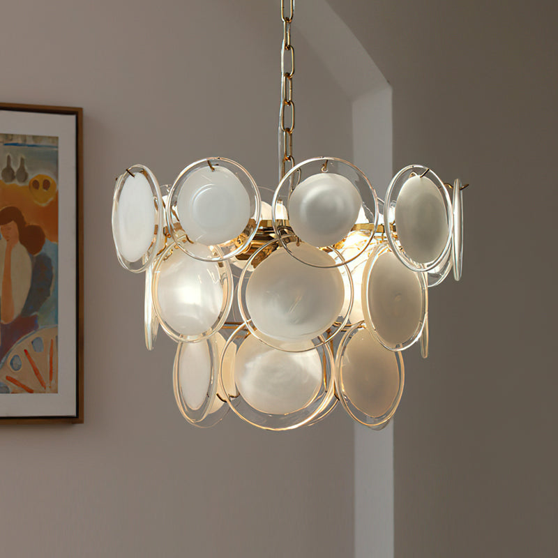 The Gropius Disc Pendant Light shown with an Edison bulb.