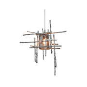 Kova Glass Pendant Light with a multi-dimensional metal cage.