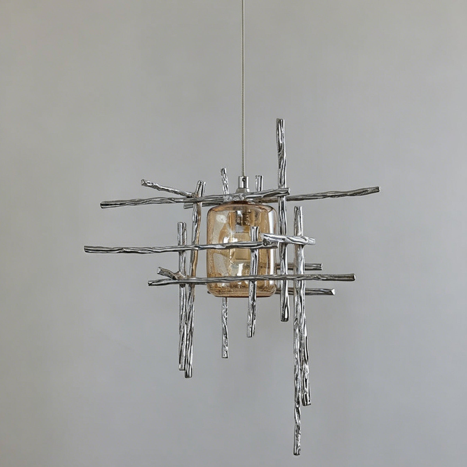 Detail of the brass hardware and glass shade on the Kova light.