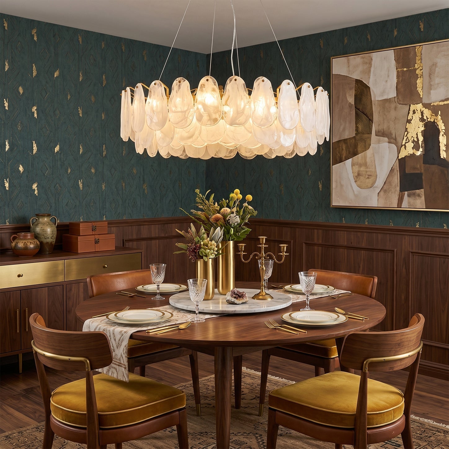 The Dia 60 cm version of the Leon Cloud Glass Chandelier.