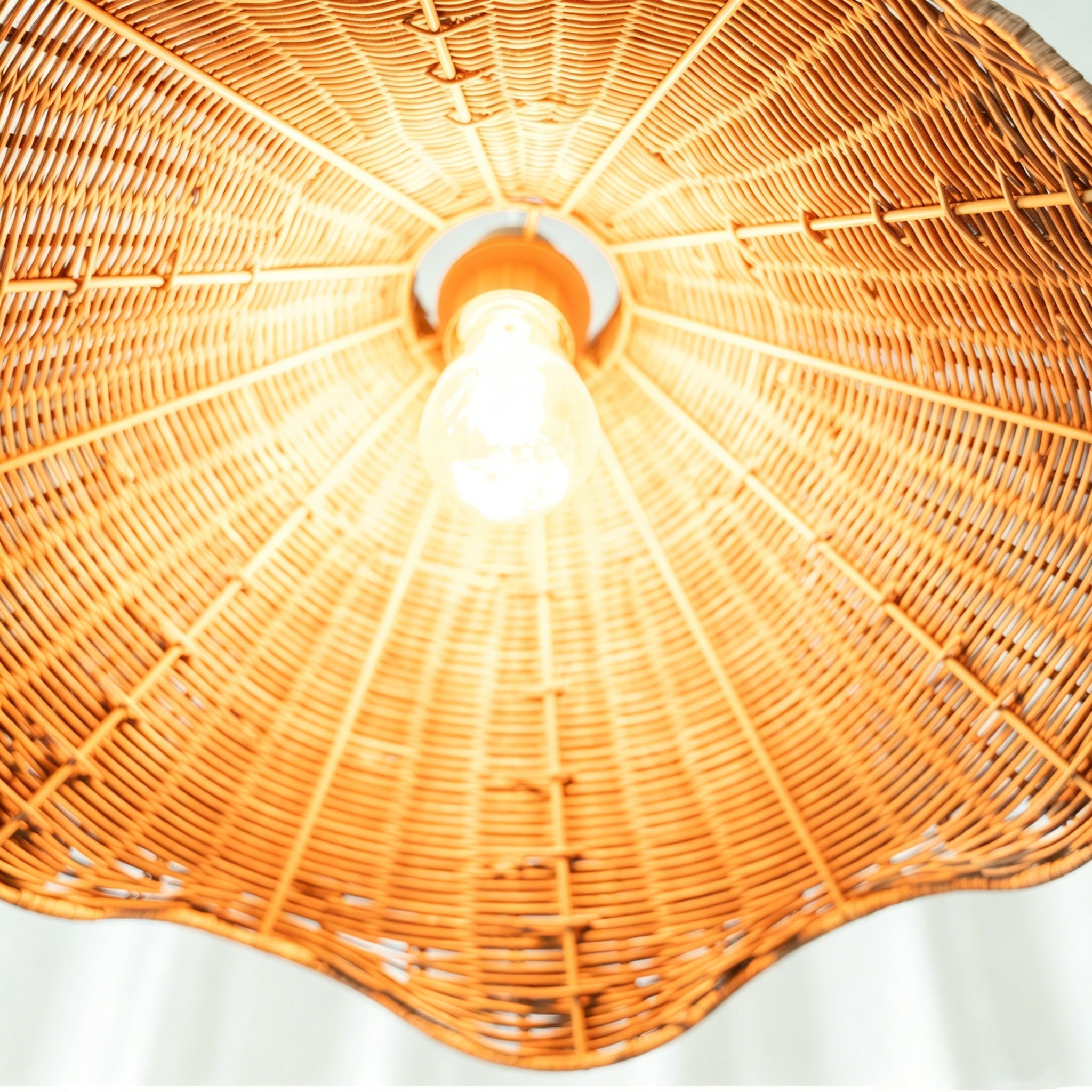 Product-only shot of the Maren Sculptural Rattan Pendant Light on a white background.