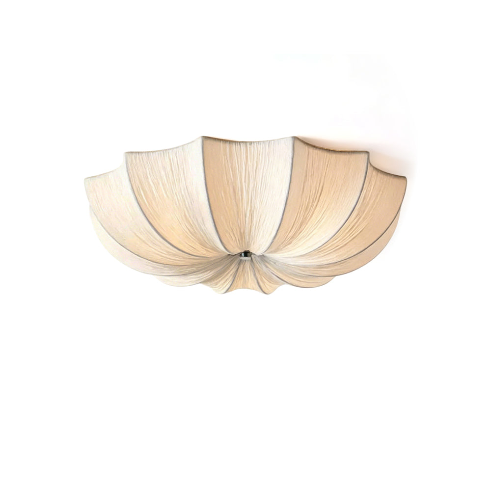 Margot Pleated Flush Mount in cream fabric shown against a neutral wall.