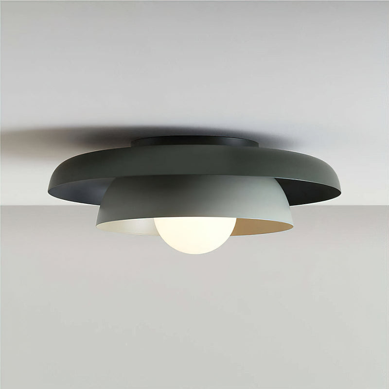 Miller Double Flush Mount shown installed in a modern bedroom.