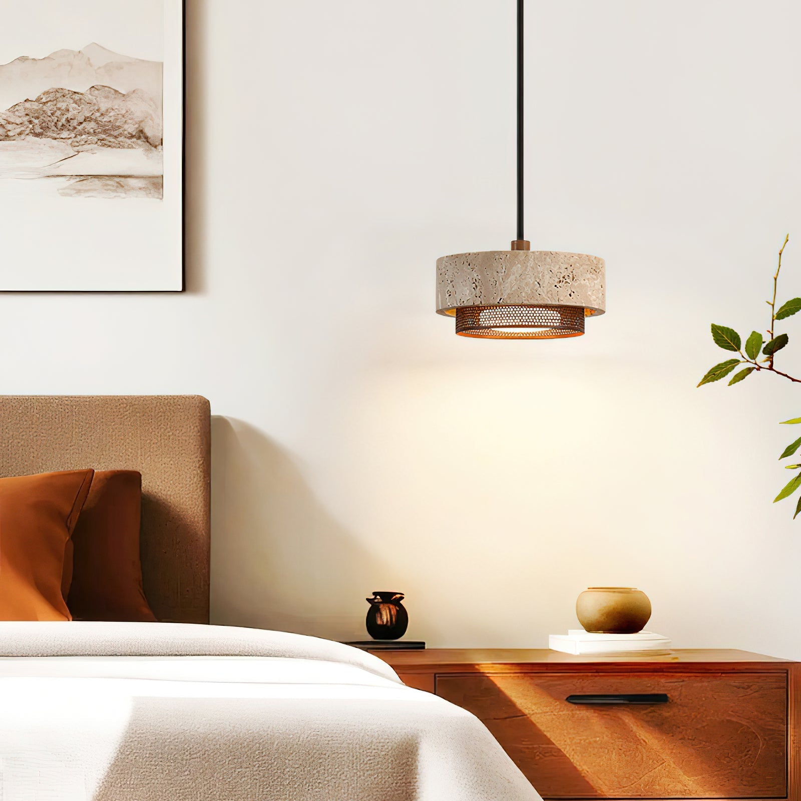 Single Nolan Pendant Light shown in a minimalist entryway.