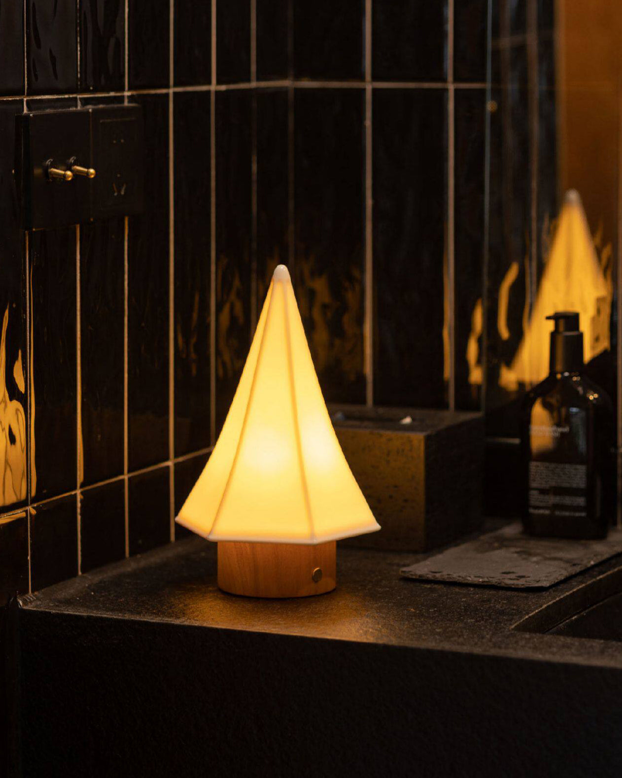 Model D of the Orlo Table Lamp, featuring its specific tiered glass shade.