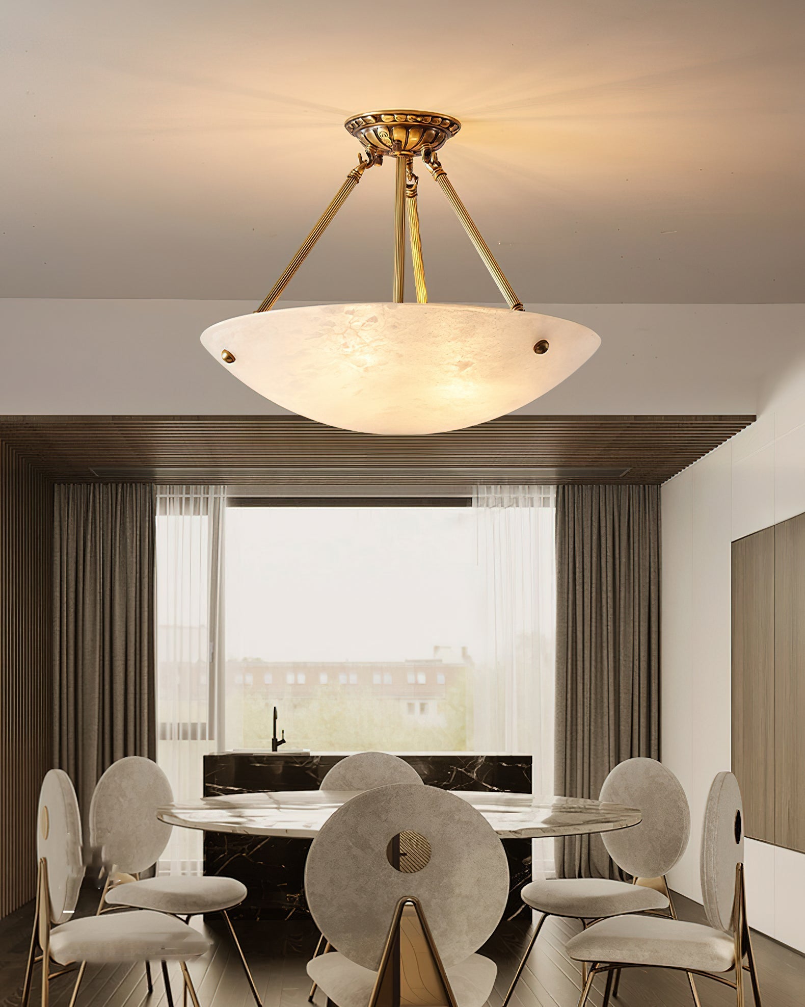 The brass finish option of the pendant lamp.