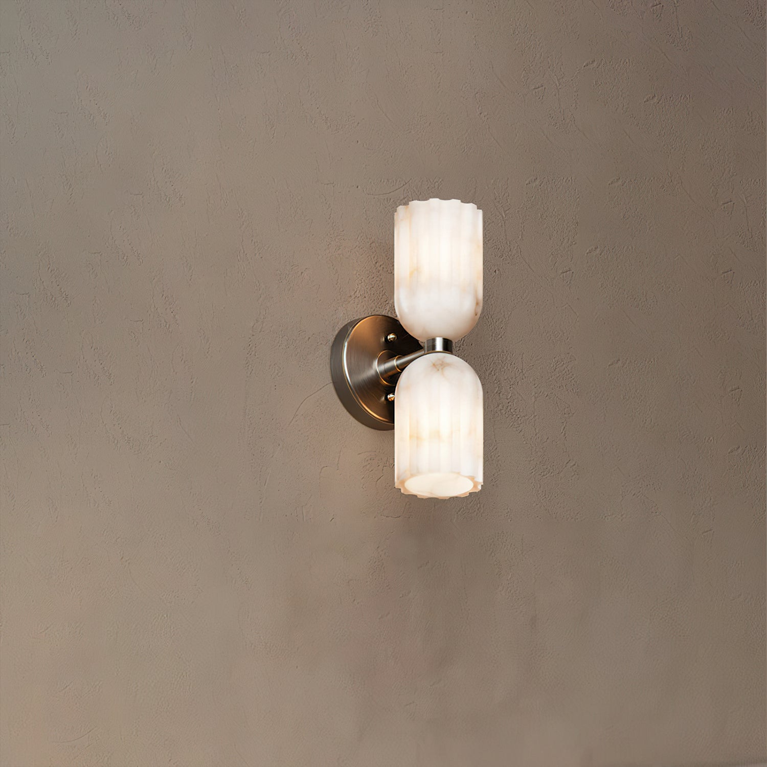 Side profile of the Piermont Alabaster Wall Sconce, showing its depth.