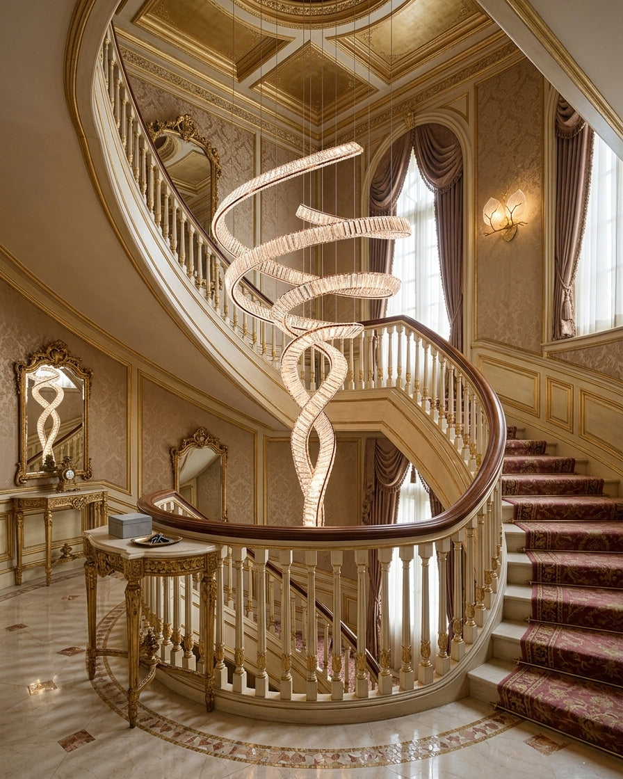 Ribbon Crystal Staircase Chandelier
