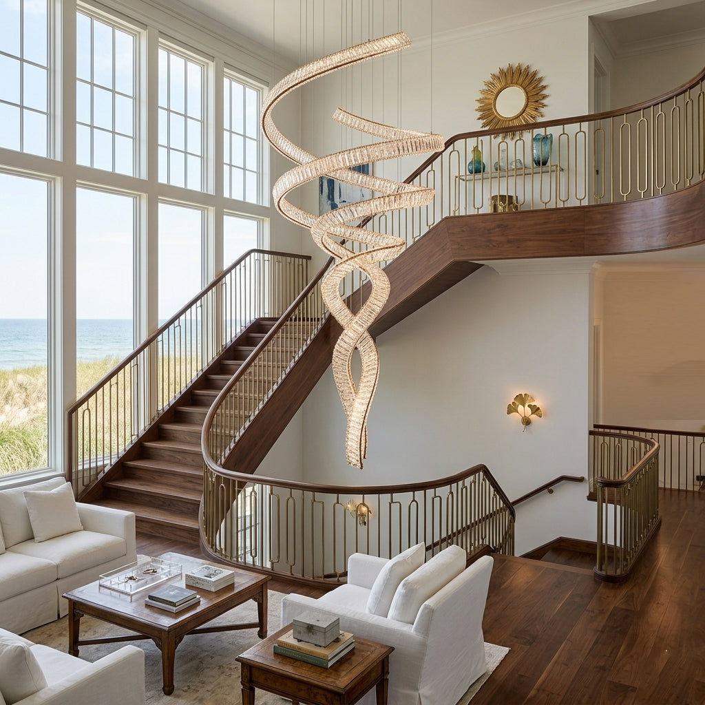 Ribbon Crystal Staircase Chandelier