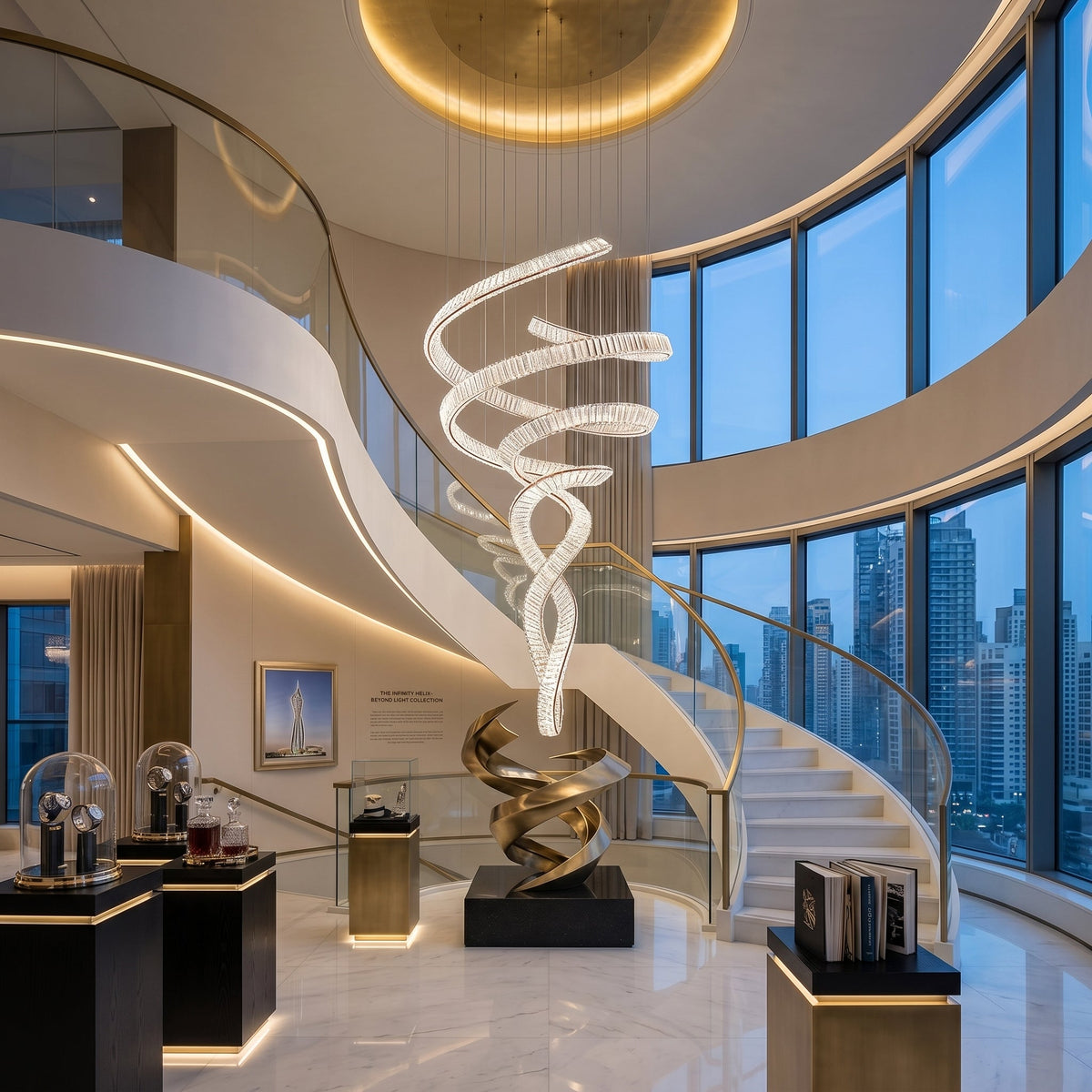 Ribbon Crystal Staircase Chandelier