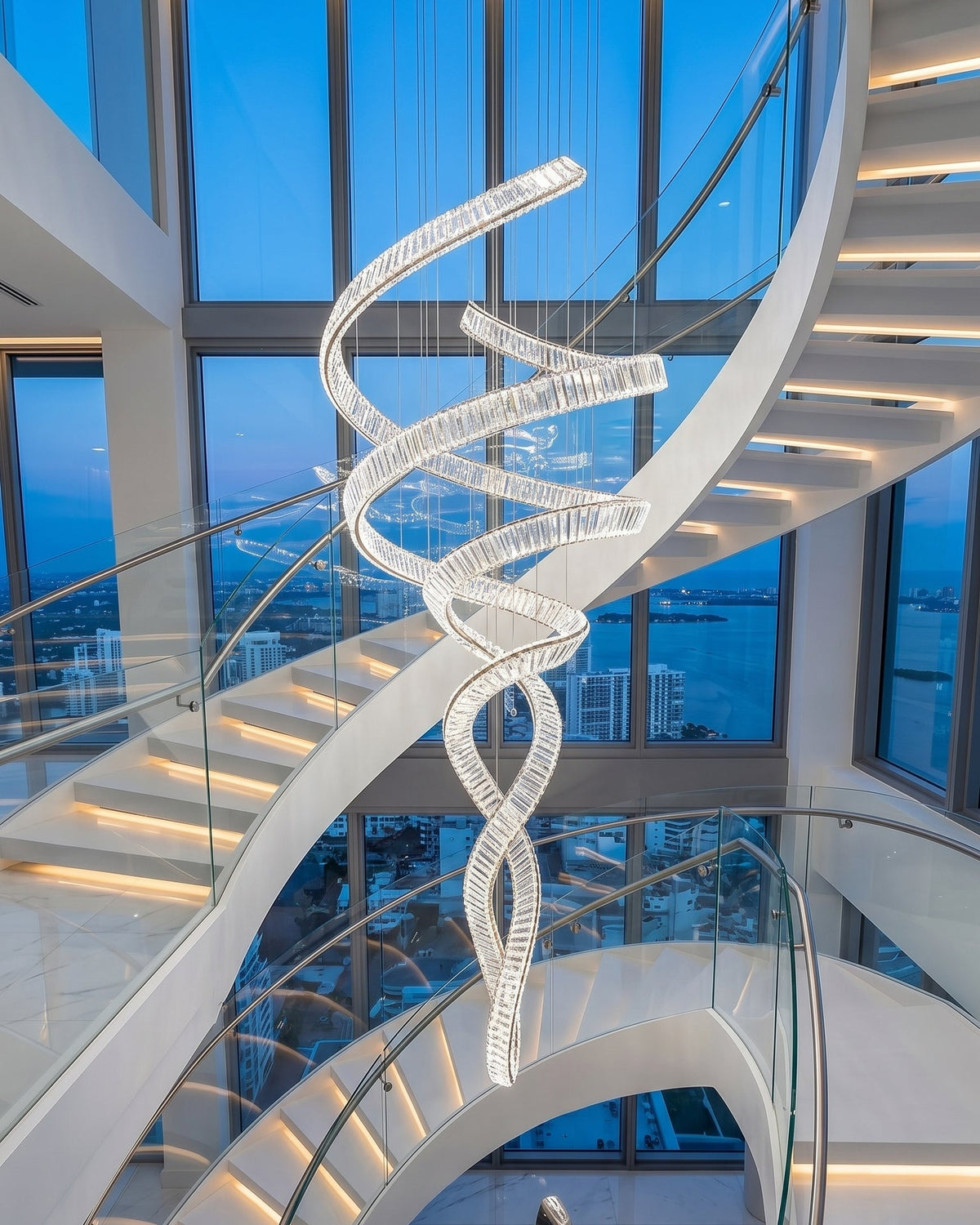 Ribbon Crystal Staircase Chandelier