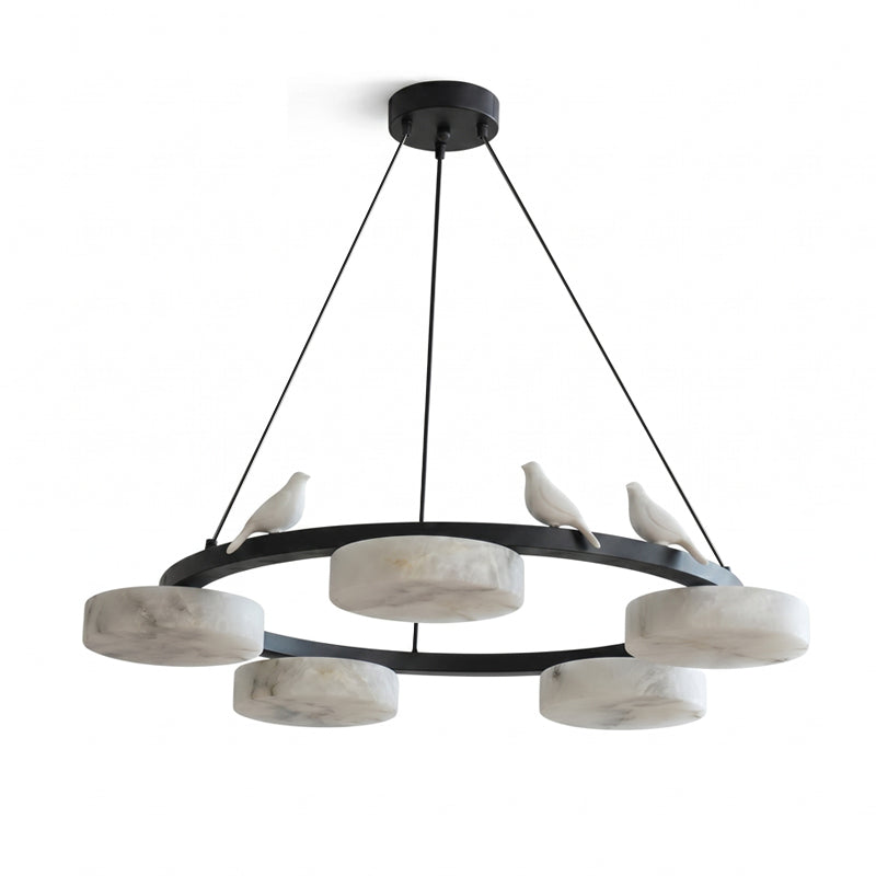 Another angle of the Sienna chandelier in a living space.