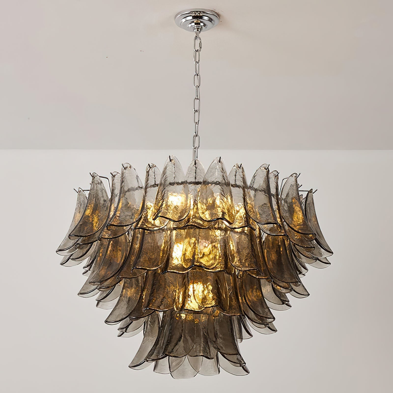 Side profile of the small Vivienne chandelier showing its artichoke shape.