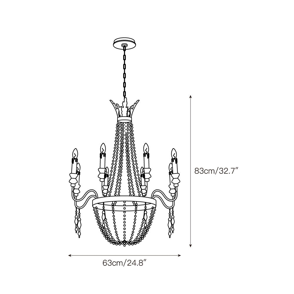 Delacroix Chandelier in black grey finish, showcasing its traditional design.