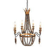 Delacroix Chandelier in antique gold finish, front view.