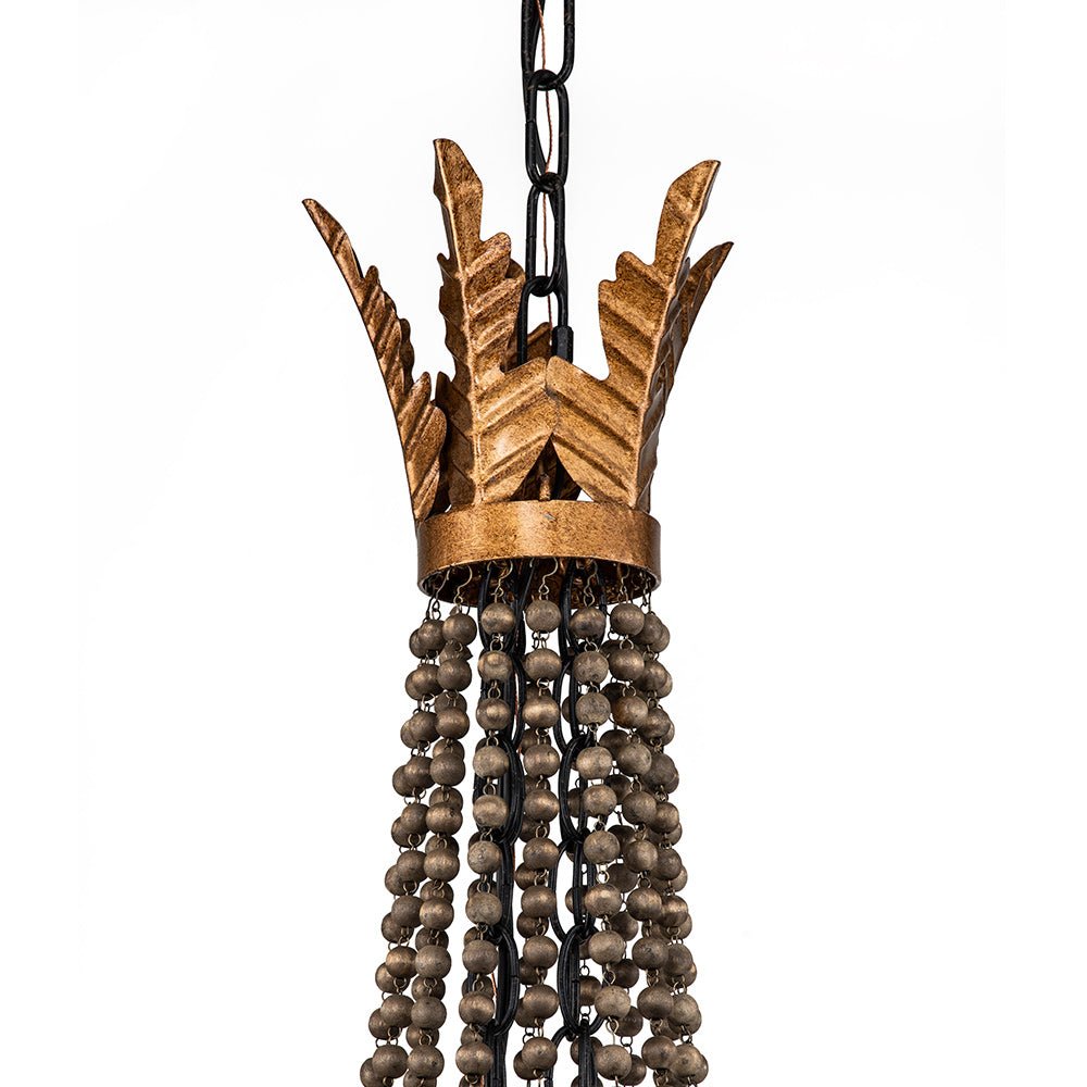 An alternative angle of the antique gold Delacroix Chandelier.