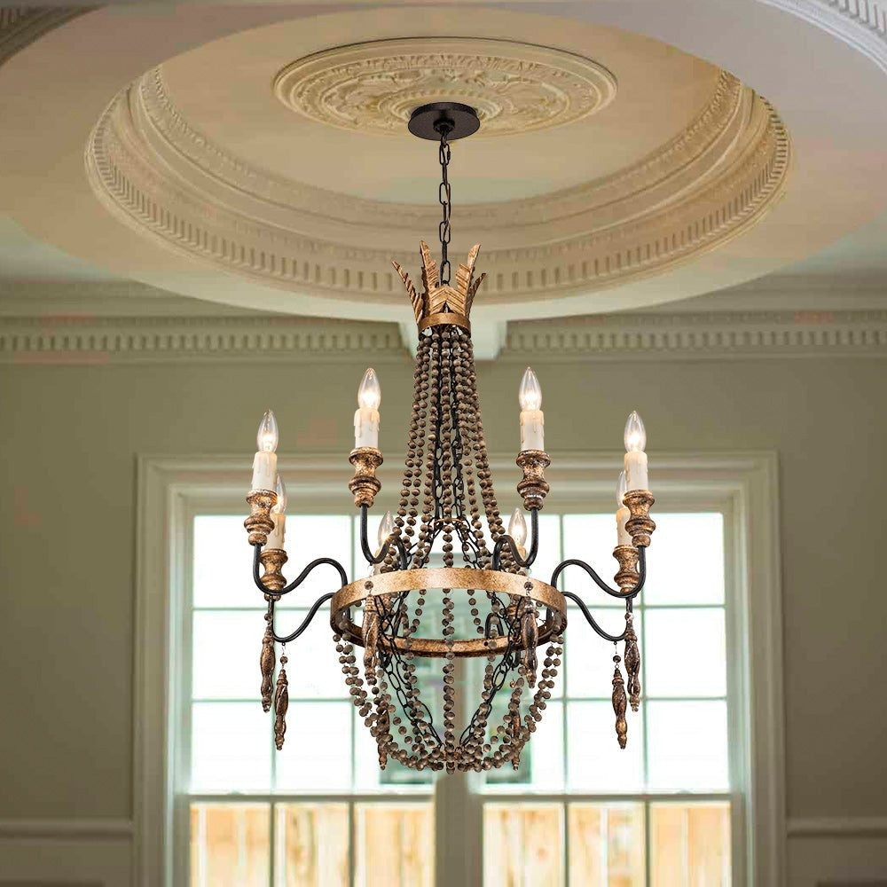 View from below the Delacroix Chandelier, showing the arm configuration.