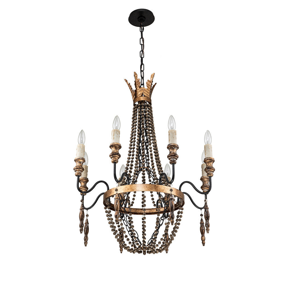 Diagram showing the dimensions of the 8-head Delacroix Chandelier.