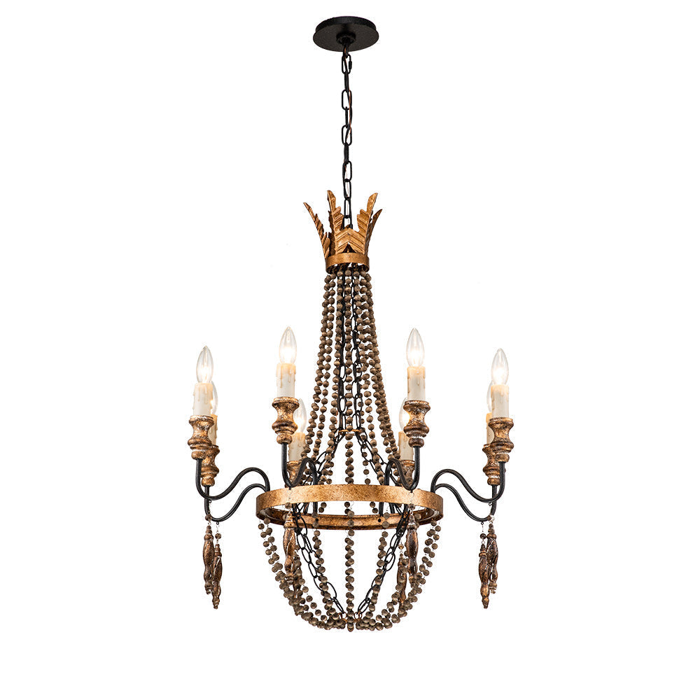 Diagram showing the dimensions of the 10-head Delacroix Chandelier.