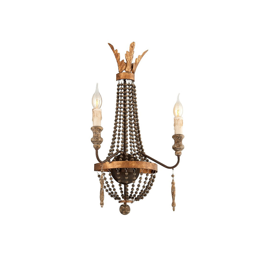 Delacroix Wall Lamp in antique gold finish, front view.