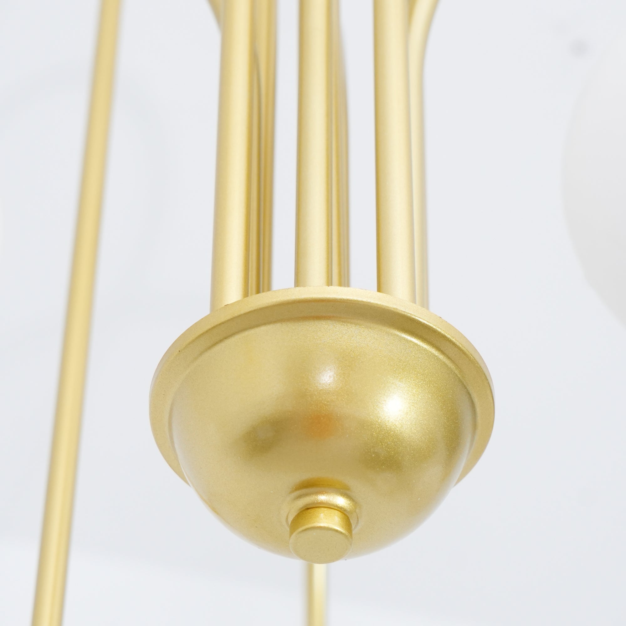 Sevi Chandelier Brass Curved Arms White Globe-Neutral Decor