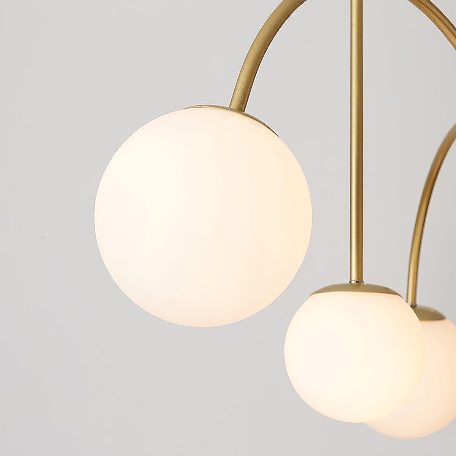Sevi Chandelier Brass Curved Arms White Globe-Neutral Decor