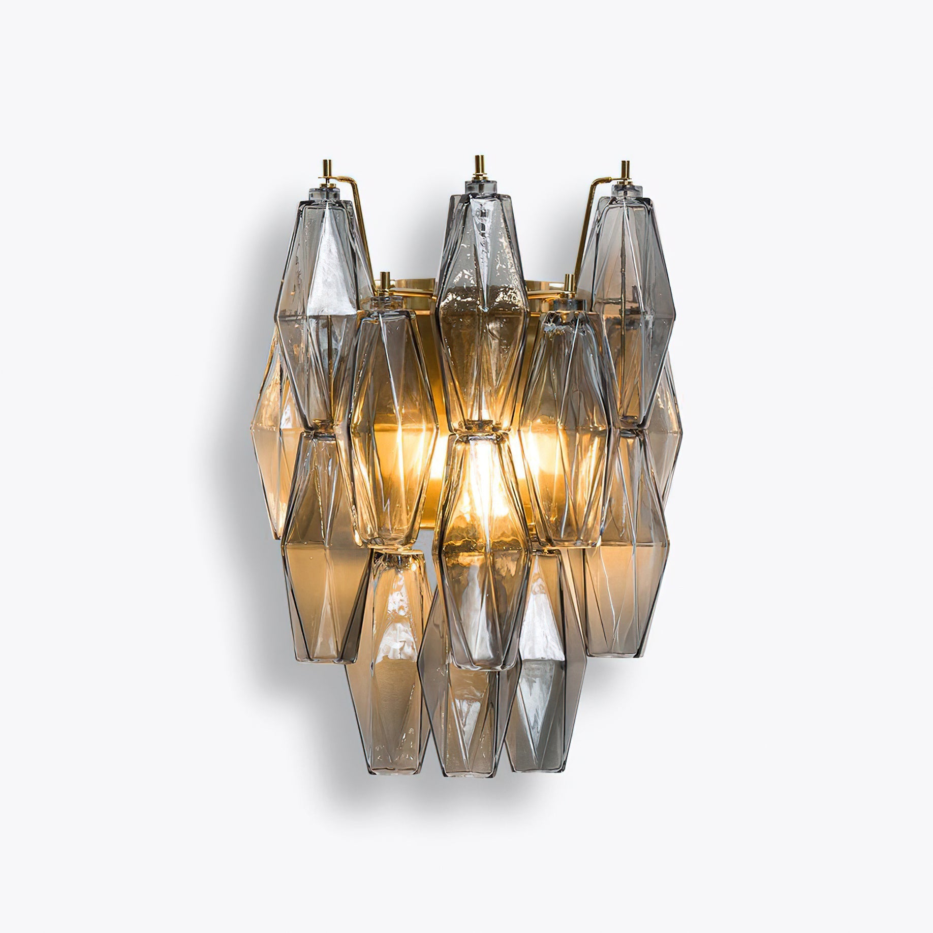 Delano Polyhedral Glass Sconce in Amber.
