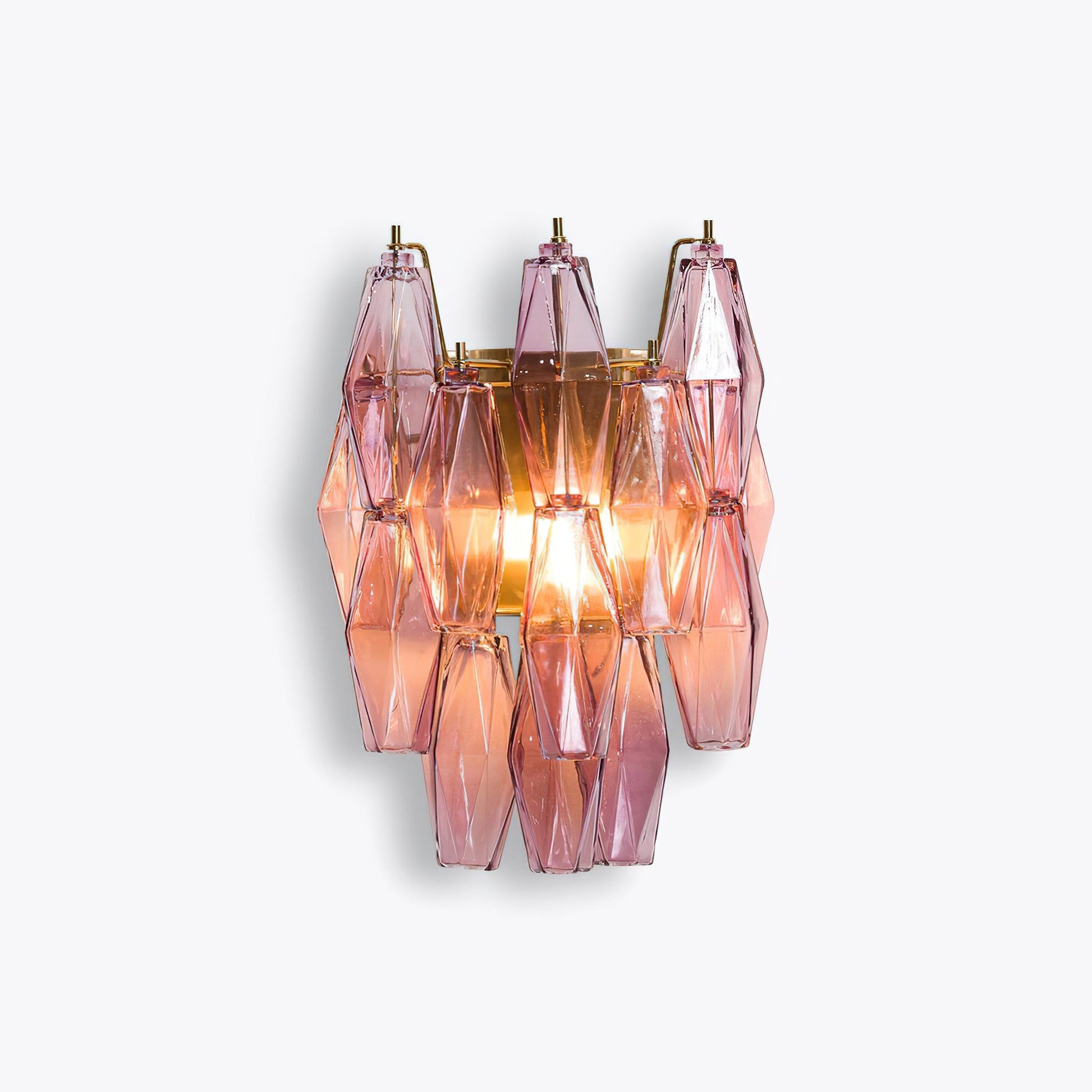 Delano Polyhedral Glass Sconce in Pink.