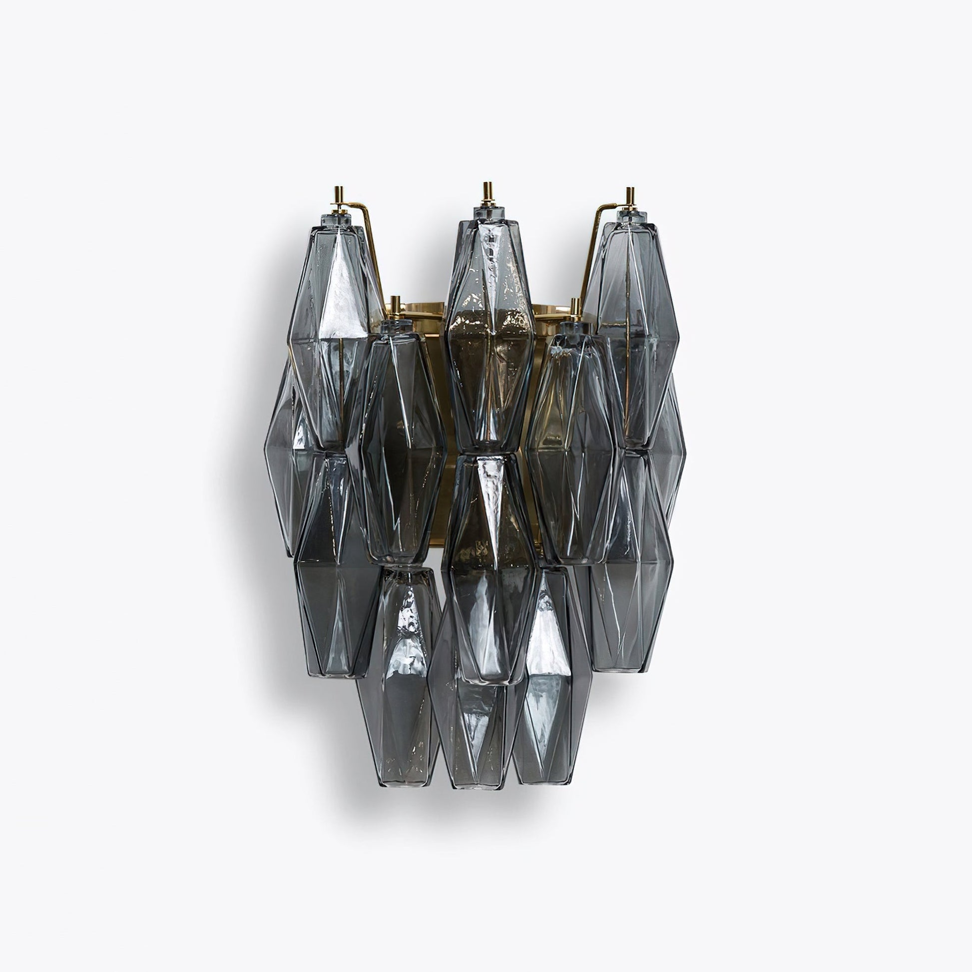 Delano Polyhedral Glass Sconce in Smoke Grey.