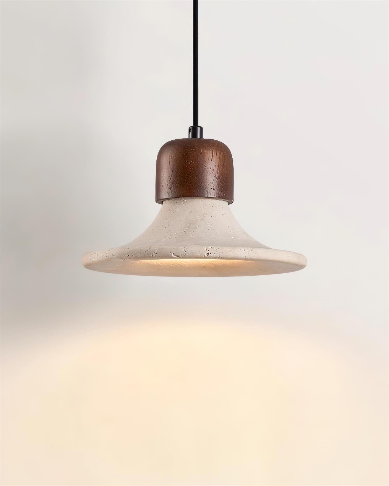 Ritta Pendant Light  Trumpet  Shape Travertine
