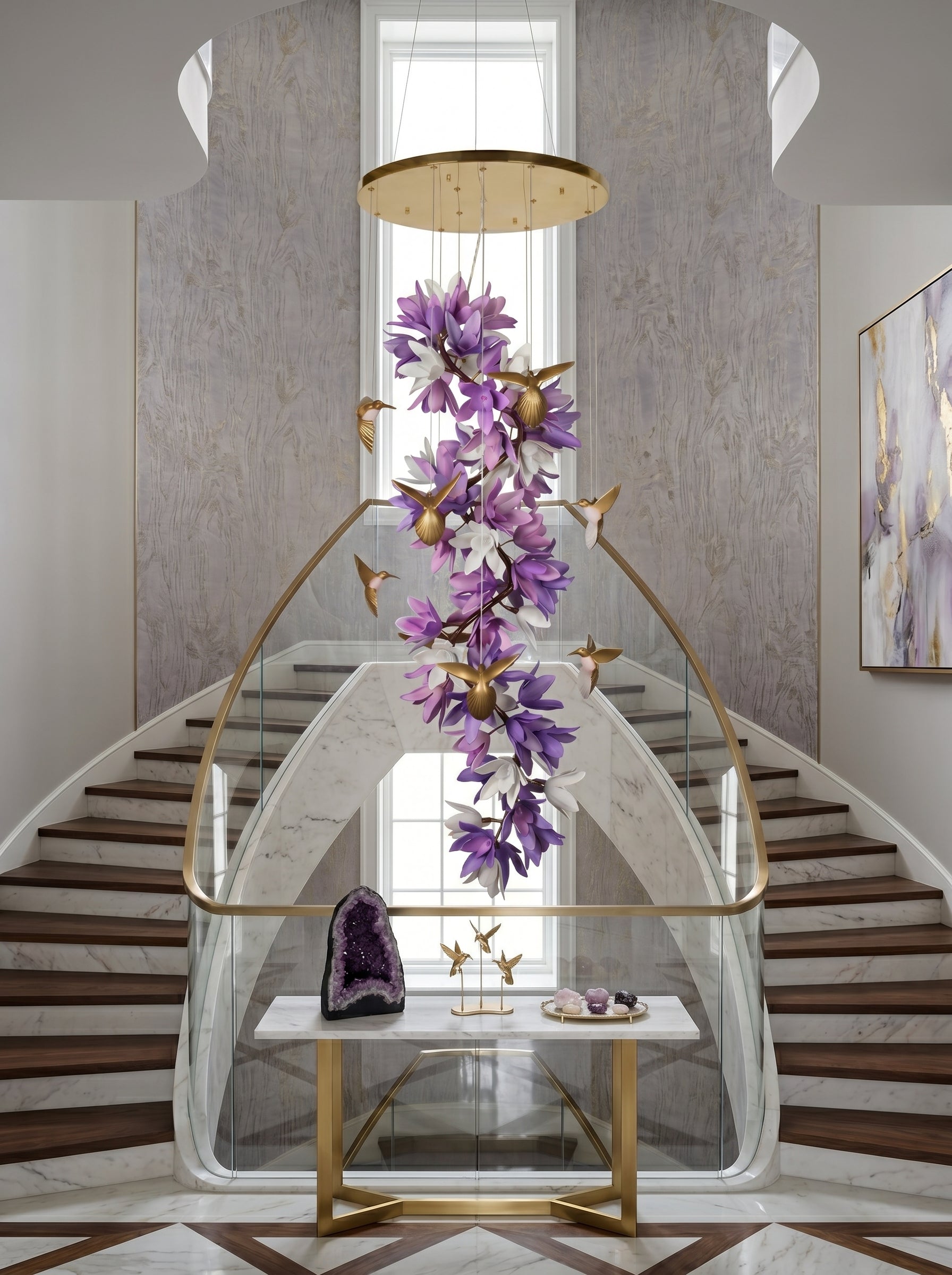 Side profile of the 55-inch tall floral column design.