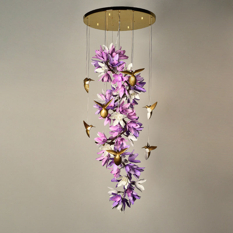 Detail of the forged iron components and ceramic flowers.