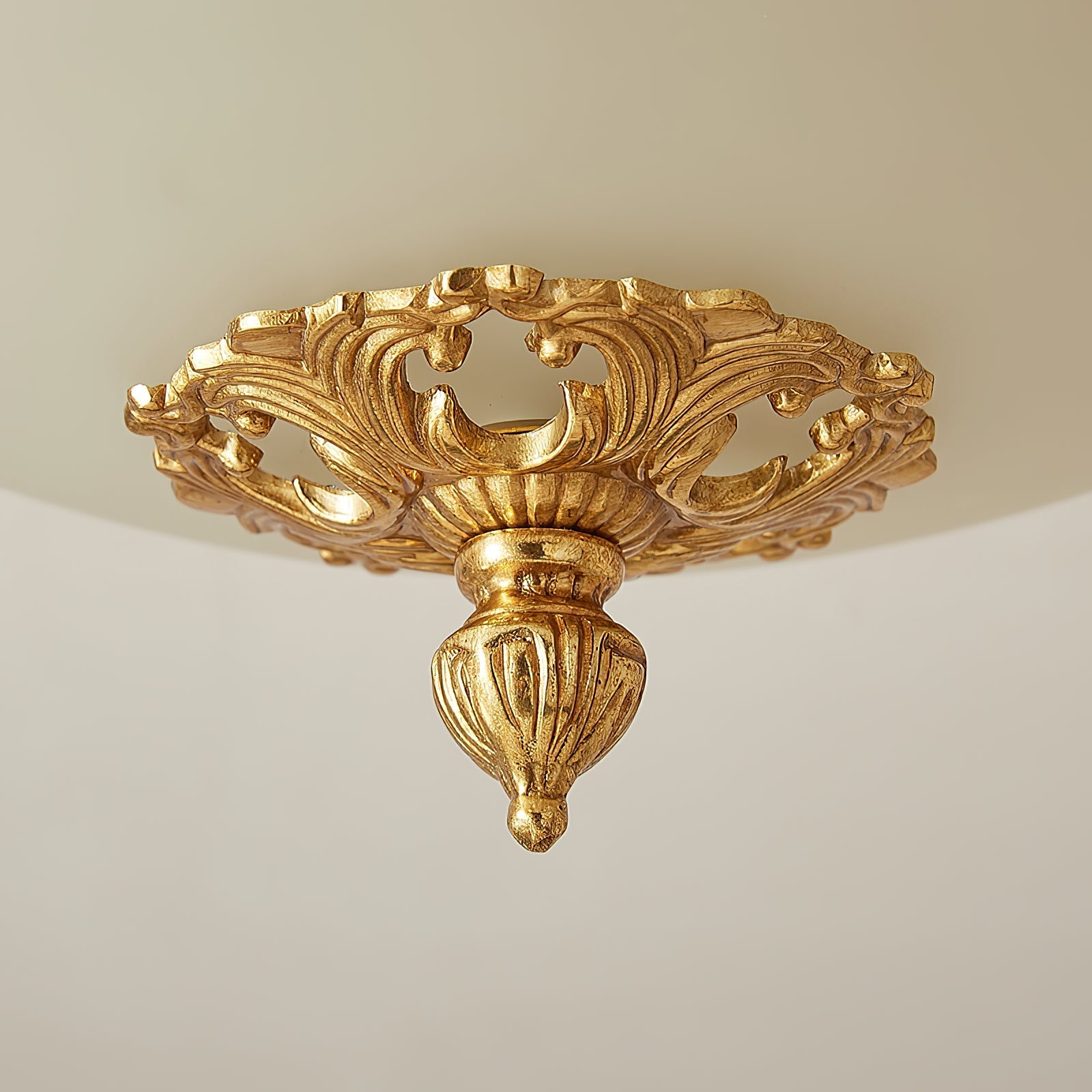 Another view of the brass lamp in a living space.