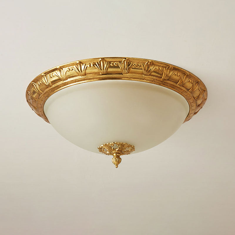 Close-up of the frosted glass lampshade.