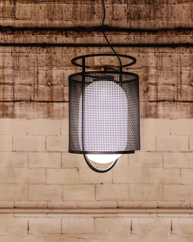 Meren Pendant Lamp Mesh Cylinder Brass Accent Industrial-Neutral Decor