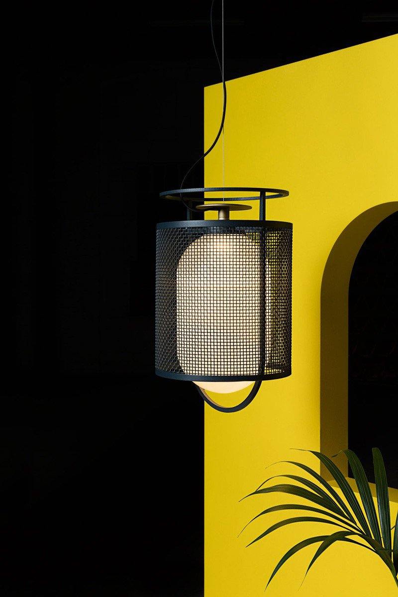 Meren Pendant Lamp Mesh Cylinder Brass Accent Industrial-Neutral Decor