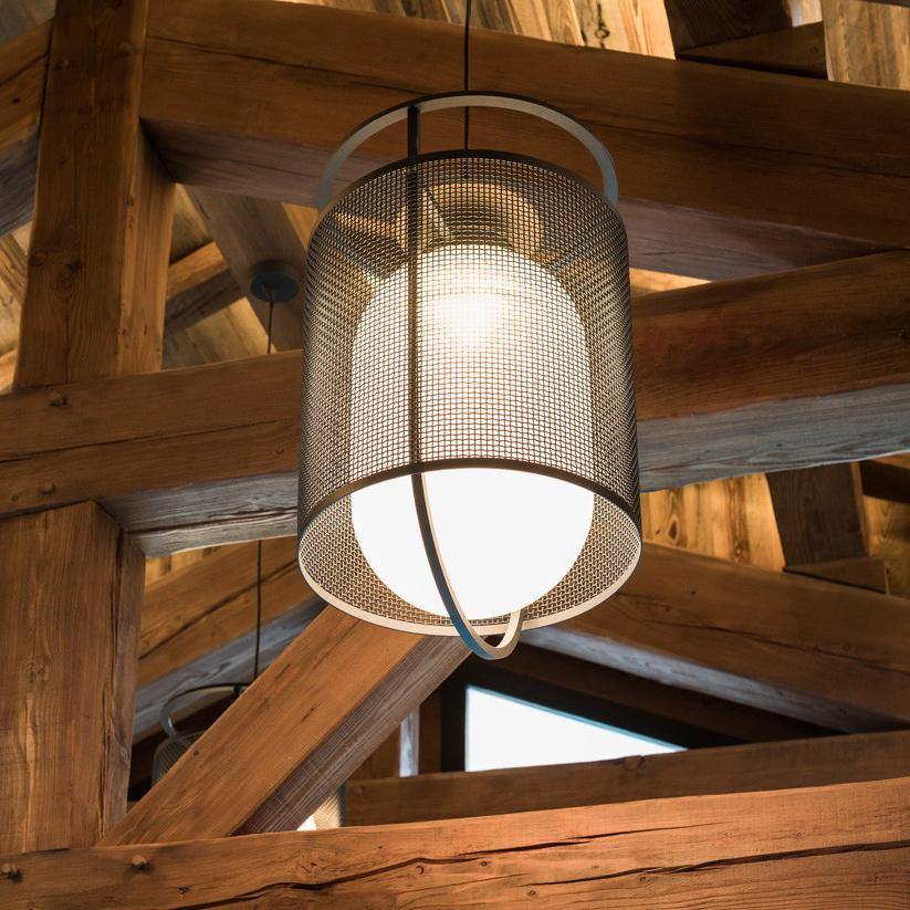 Meren Pendant Lamp Mesh Cylinder Brass Accent Industrial-Neutral Decor