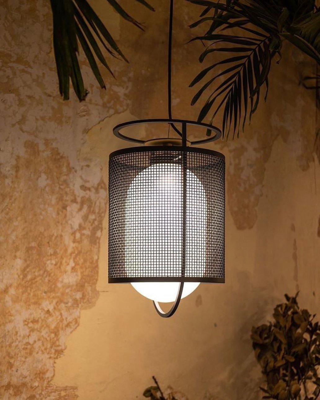 Meren Pendant Lamp Mesh Cylinder Brass Accent Industrial-Neutral Decor