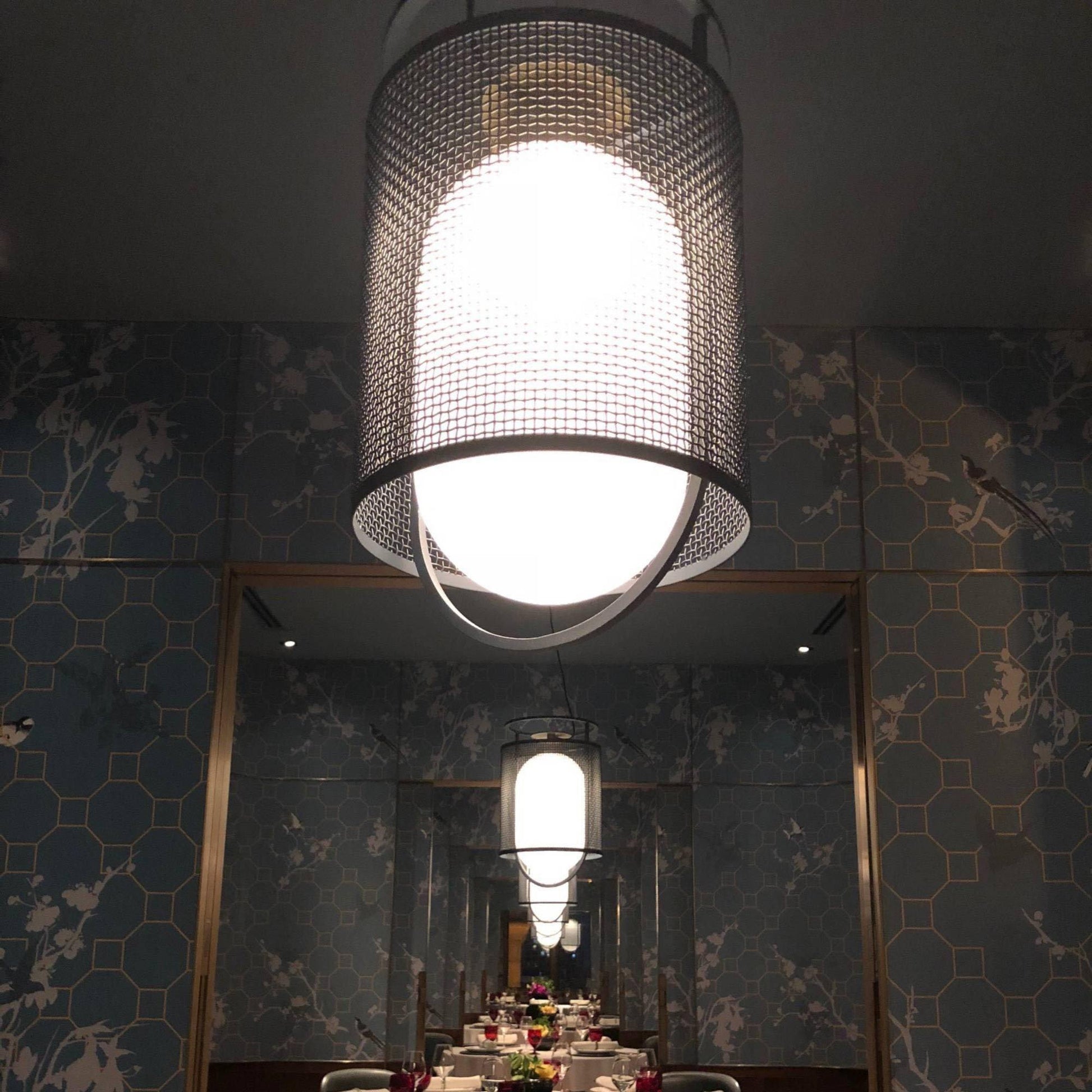 Meren Pendant Lamp Mesh Cylinder Brass Accent Industrial-Neutral Decor