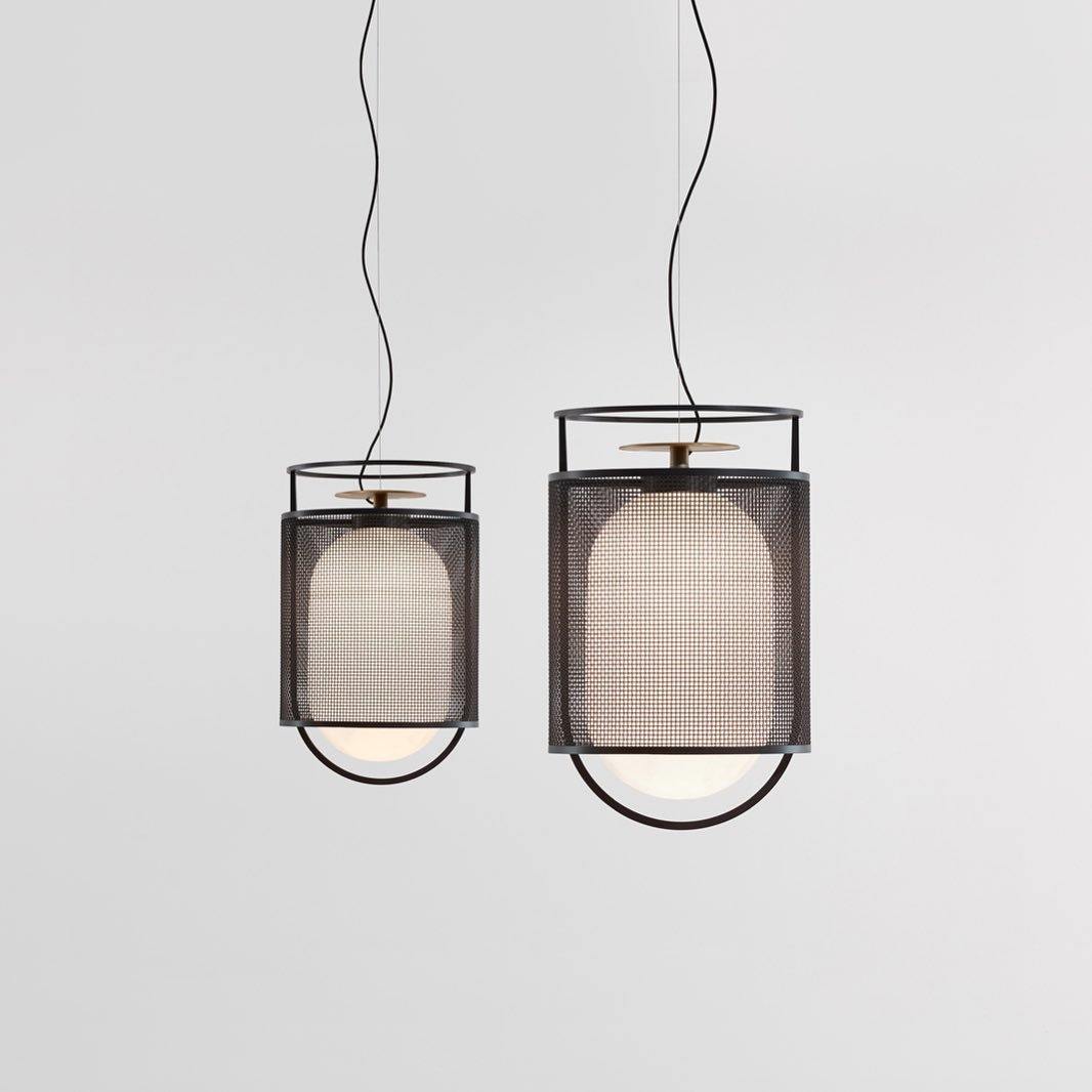 Meren Pendant Lamp Mesh Cylinder Brass Accent Industrial-Neutral Decor