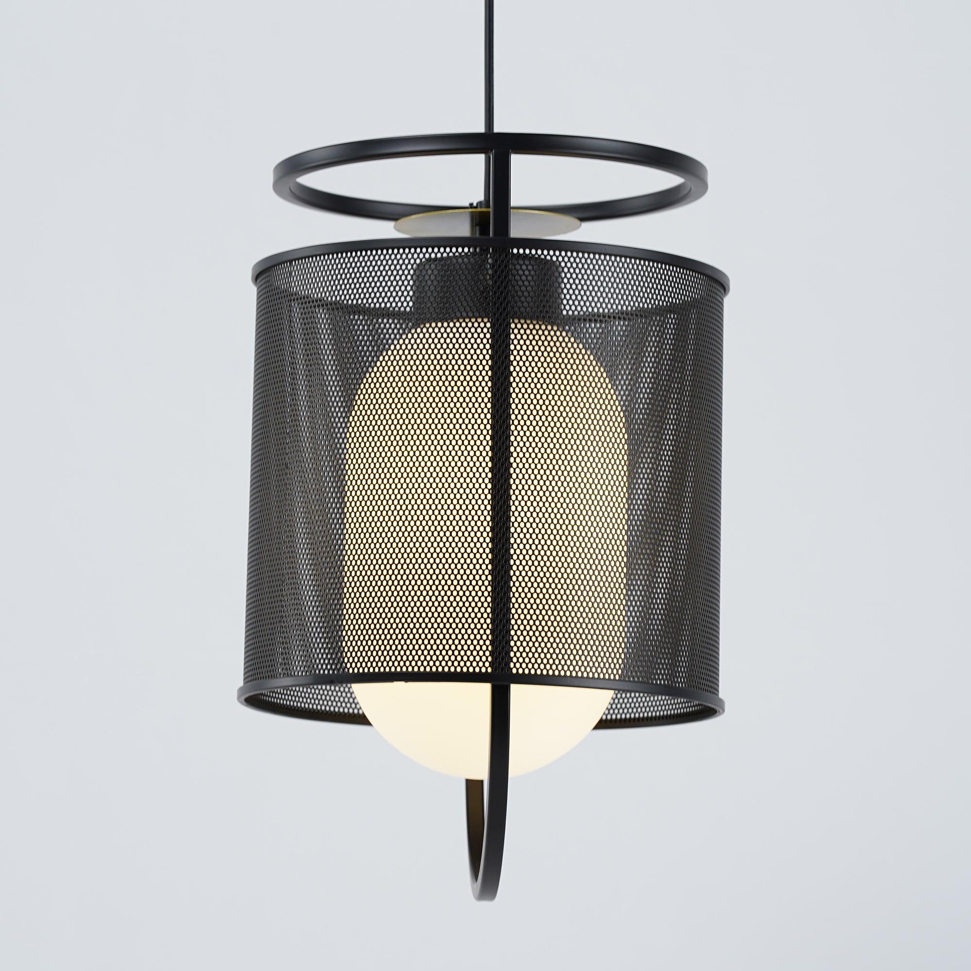 Meren Pendant Lamp Mesh Cylinder Brass Accent Industrial-Neutral Decor